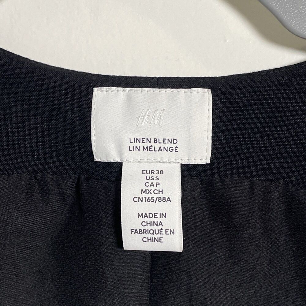 H&M Women's Linen Blend Black Button Down Vest Size Small Preppy Academic Casual - Picture 3 of 6